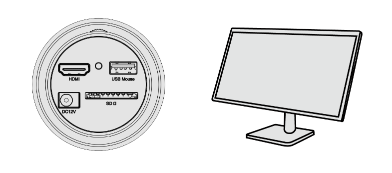 BS-1008D Koble kameraet til en HDMI-skjerm ved hjelp av HDMI-kabelen