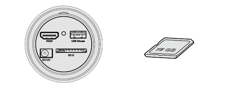 BS-1008D Inserte la tarjeta SD suministrada en la tarjeta SD de la cámara HDMI