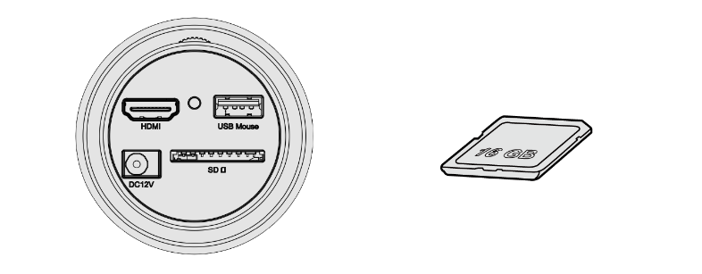 BS-1008D Вставьте SD-карту из комплекта поставки в SD-карту камеры HDMI.