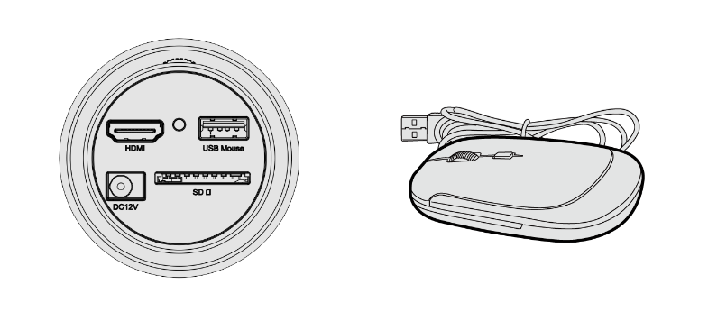 BS-1008D ສຽບເມົ້າ USB ທີ່ໃຫ້ມາໃສ່ຊ່ອງສຽບ USB ຂອງກ້ອງຖ່າຍຮູບ