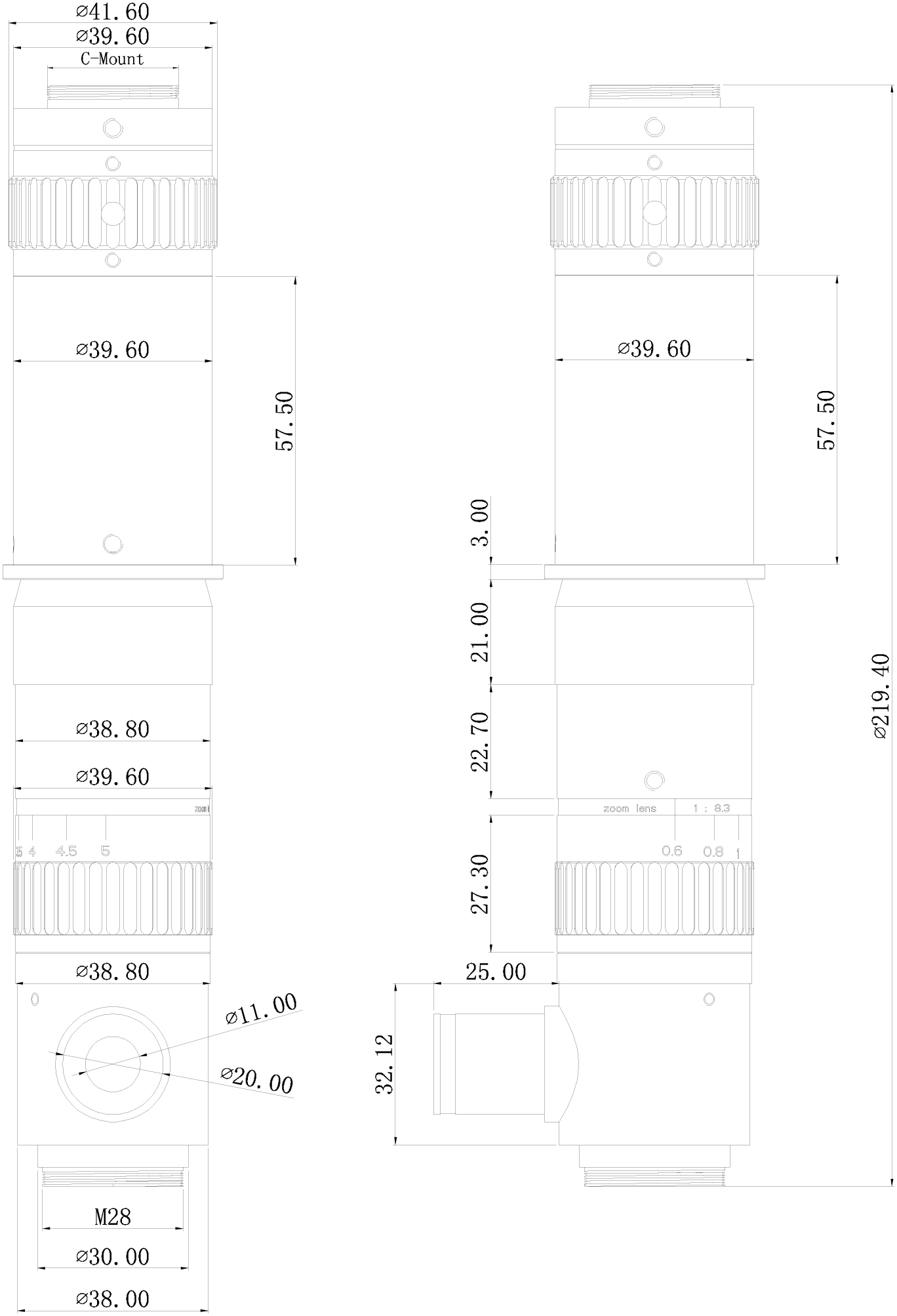 Dimensión coaxial BS-1080A