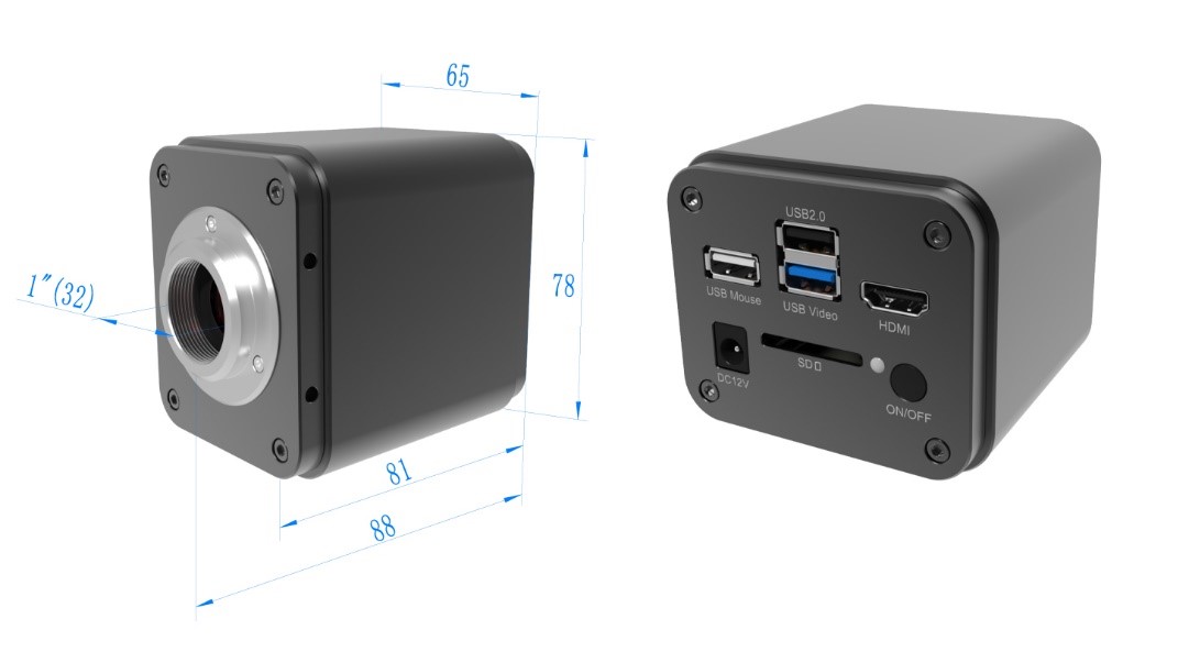 BWHC1-4K Microscope Camera Dimension