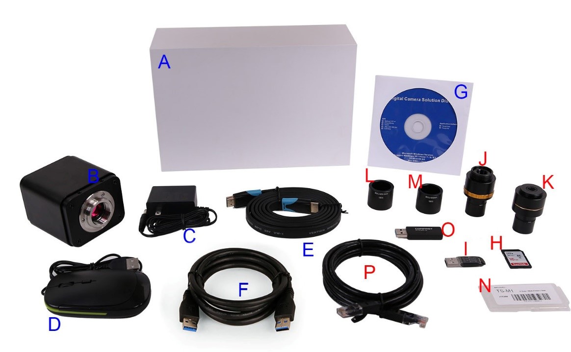 Pakkeinformasjon for BWHC3-4K mikroskop digitalkamera